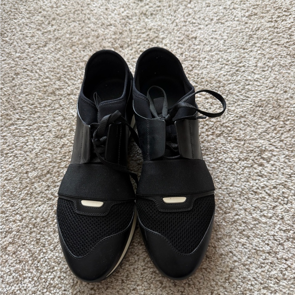 Balenciaga Women's Black Slip-On Lace Sneakers